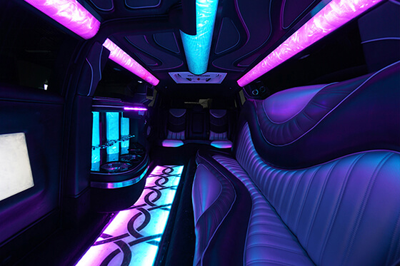 Luxurious limo rental interior